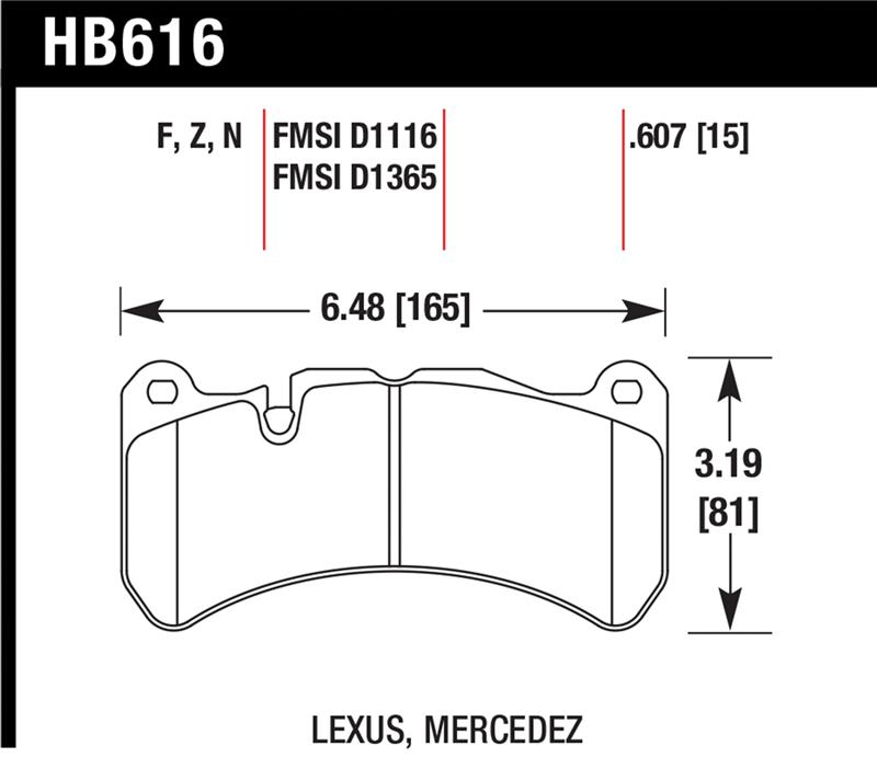 Lexus IS F Brake Pads - Front - Hawk Performance - HP+ - `08-`09